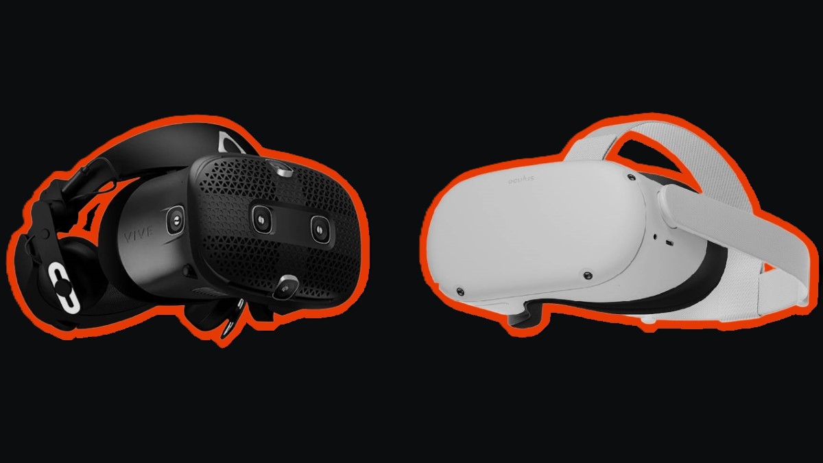 Two popular VR headsets from HTC and Meta.