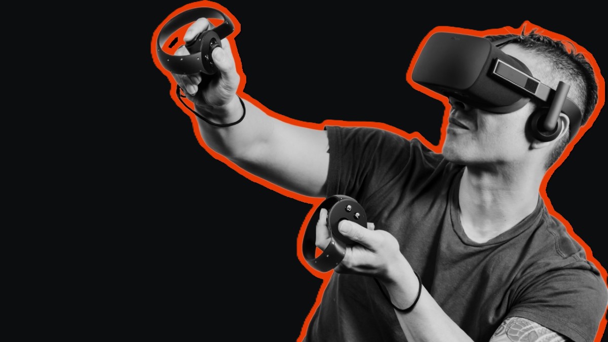 A man playing VR games with his Oculus Rift.