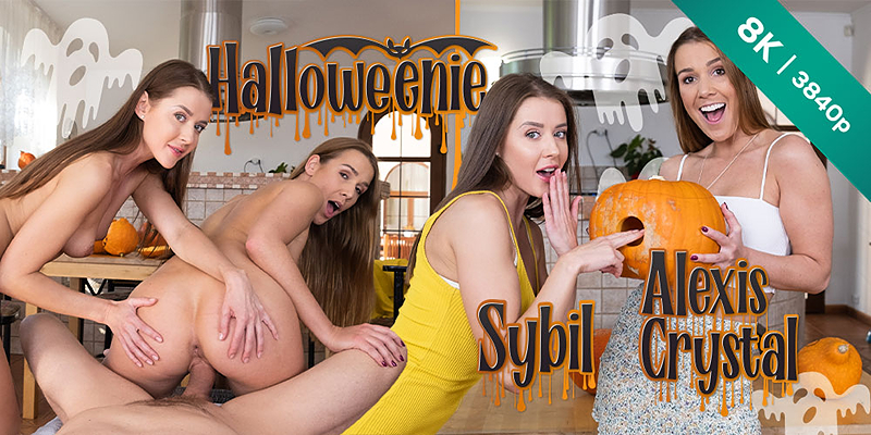 Watch Alexis Crystal, Sybil A in “Halloweenie” VR Porn Video